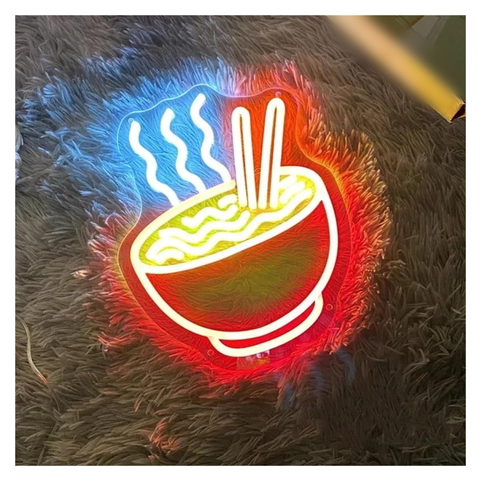 LEMST Signs Lamp Ramen Bowl Neon Sign, Japanese Noodles Restaurant Neon Light Kitchen Wall Decor Japanese Food Bar Business Decor 32x40cm(Red)