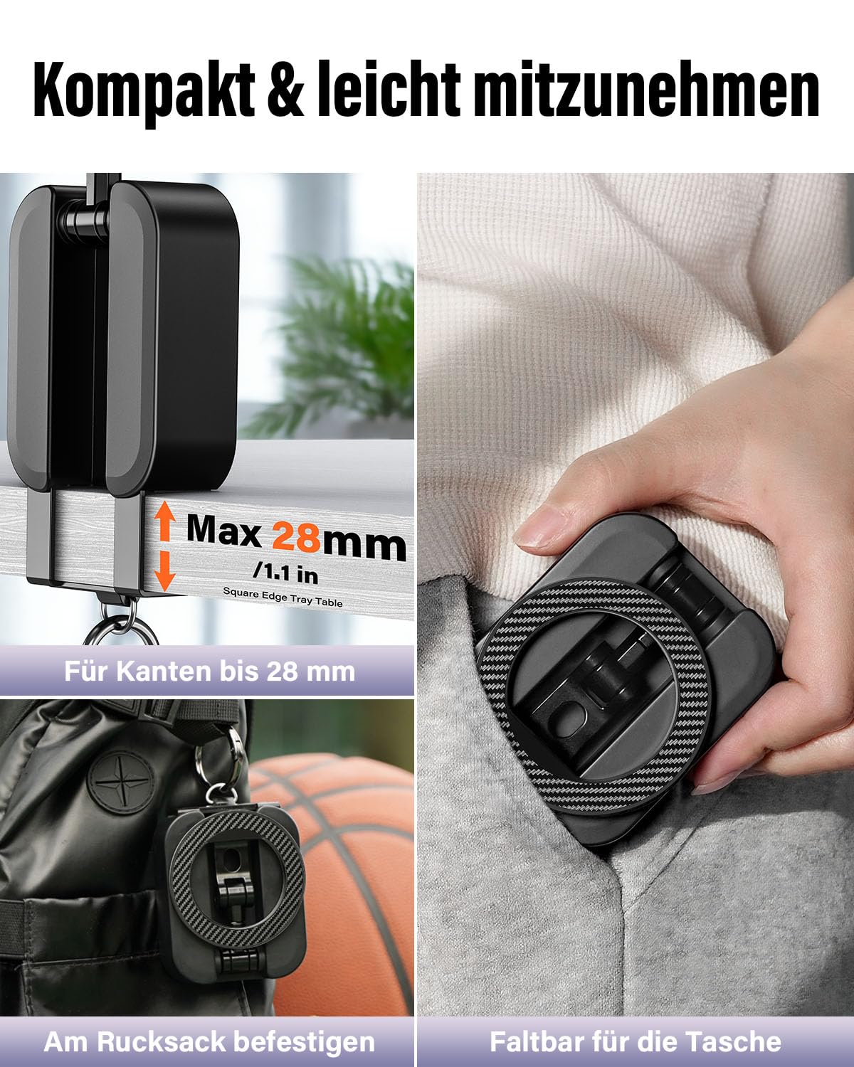 A2C 3-in-1 Magnetische Handyhalterung fürs Gym, extra Starke Magnetkraft, Faltbare Handyhalterung mit Clip für Reise & Schreibtisch, Fitness Zubehör & Geschenk für Männer und Frauen