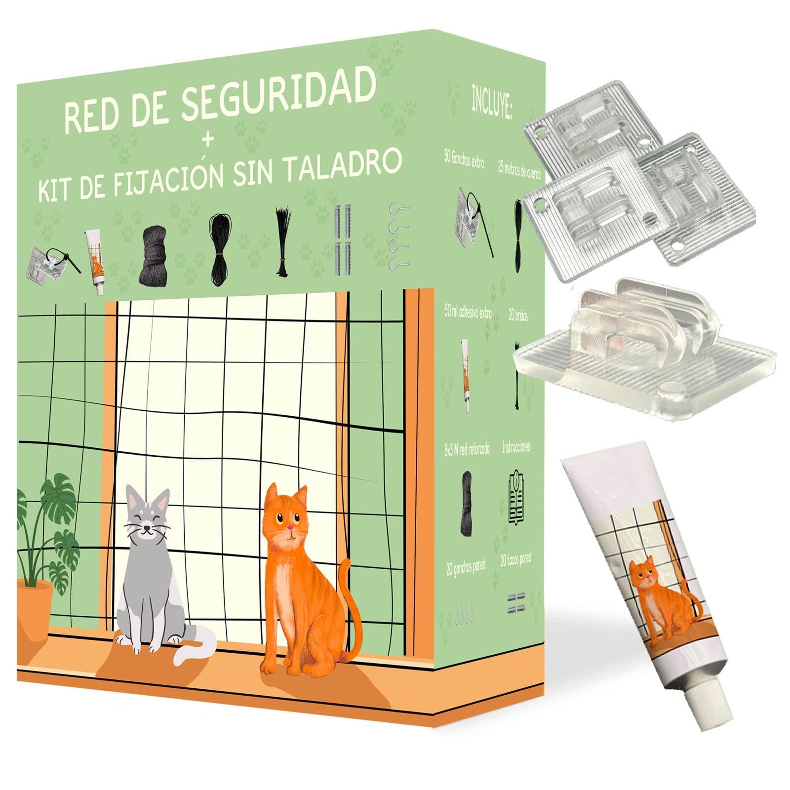 Red para Gatos Terraza y Balcón (4x3m) Reforzada con Alambre Trenzado – Malla Seguridad Negra Antimordiscos para Ventanas y Exterior, Kit Completo Instalación Sin Taladro o con Taladro