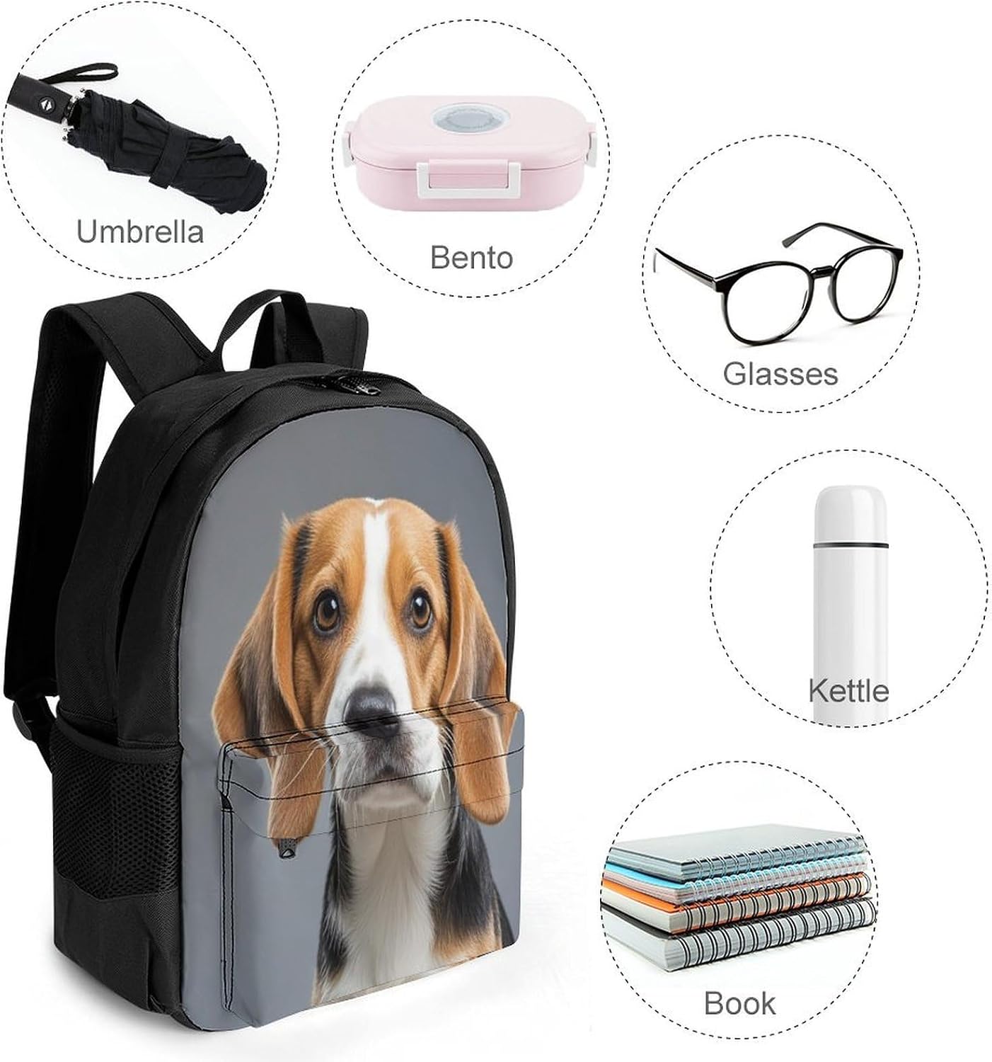 Cute Beagle Backpack Daypack Travel Backpack | Lightweight Casual Laptop Backpack for Women Men Aesthetic Travel Bag for Weekender Business Hiking Outdoor