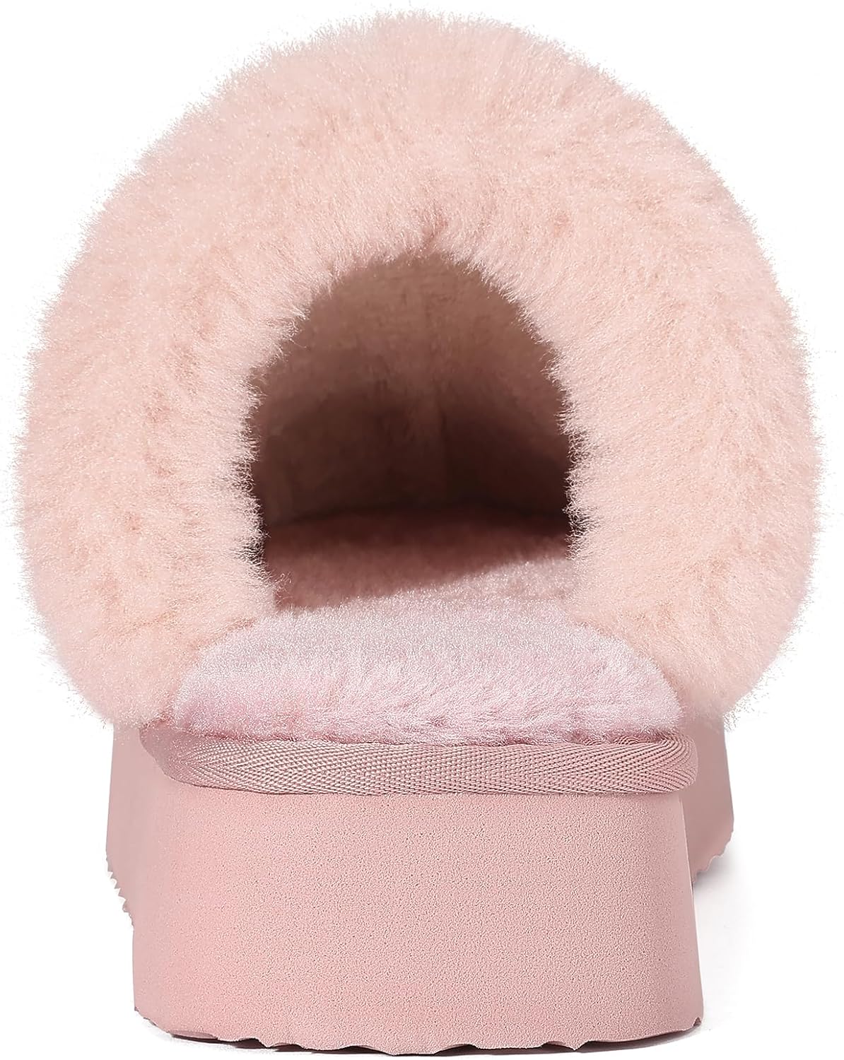 Litfun Women's Fuzzy Memory Foam Slippers Fluffy Winter House Shoes Indoor and Outdoor, Dark Pink 7-7.5