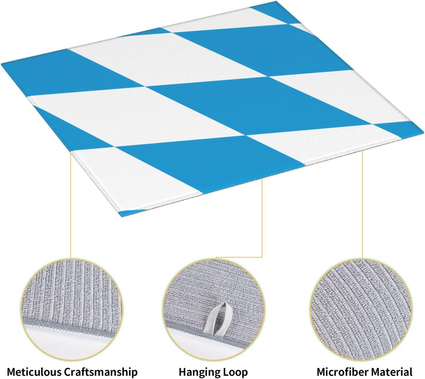 Bavarian Flag Kitchen Countertop Absorbent Mat Non Slip Double Sided Design for Appliance Protection Decoration