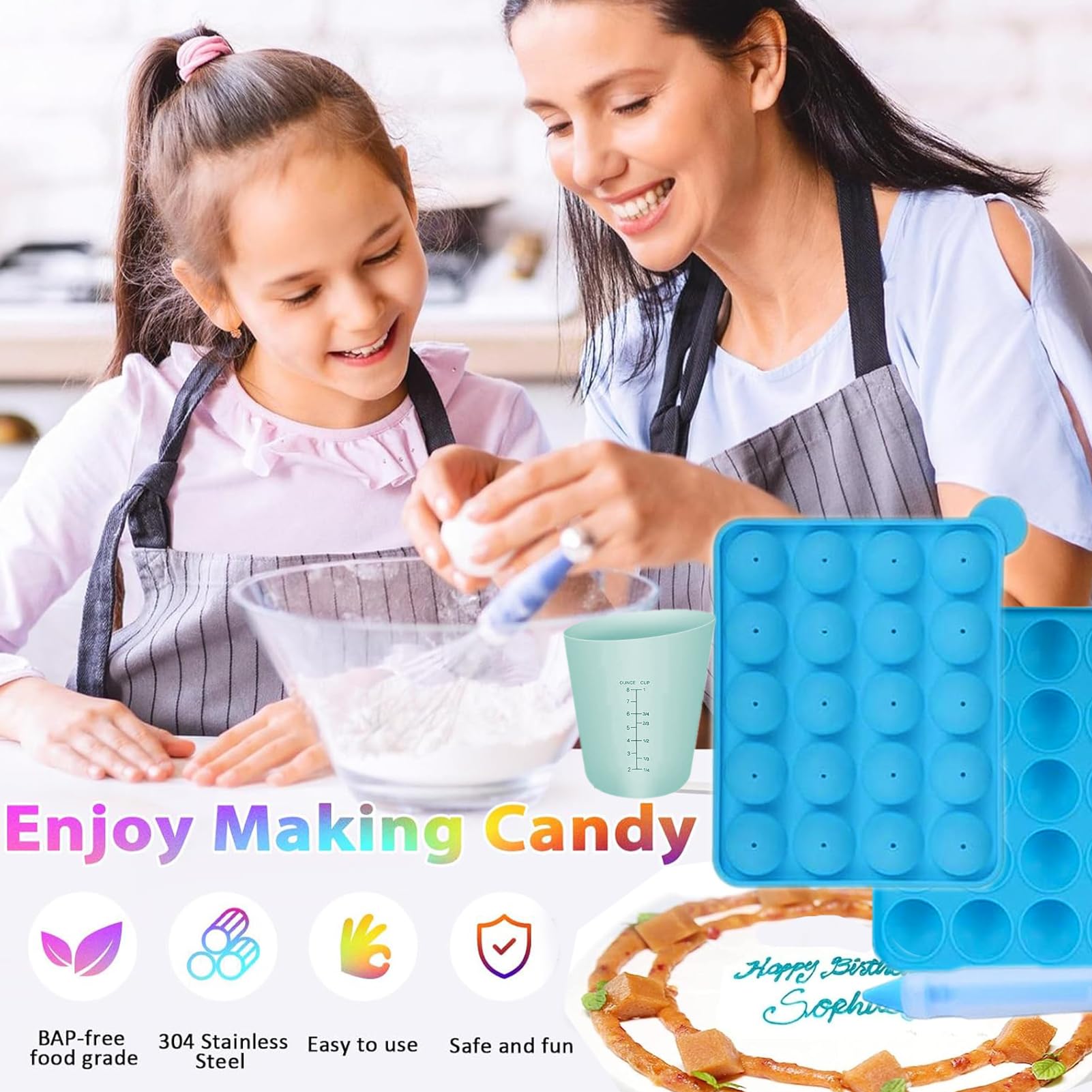 Kit de 606 moldes de silicona para piruletas, incluyendo palitos de piruleta, taza medidora, bolsas de golosinas, lazos giratorios, bolígrafo decorativo, bola de carne con asas, molde redondo,
