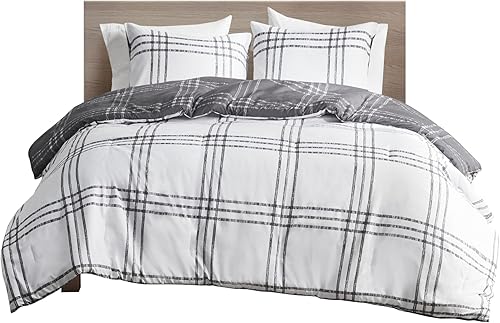 Miniatura 9 de Juego de edredón reversible Intelligent Design Pike, estampado a cuadros de cabaña, estilo de vida moderno en cabaña, alternativa al plumón, ropa de