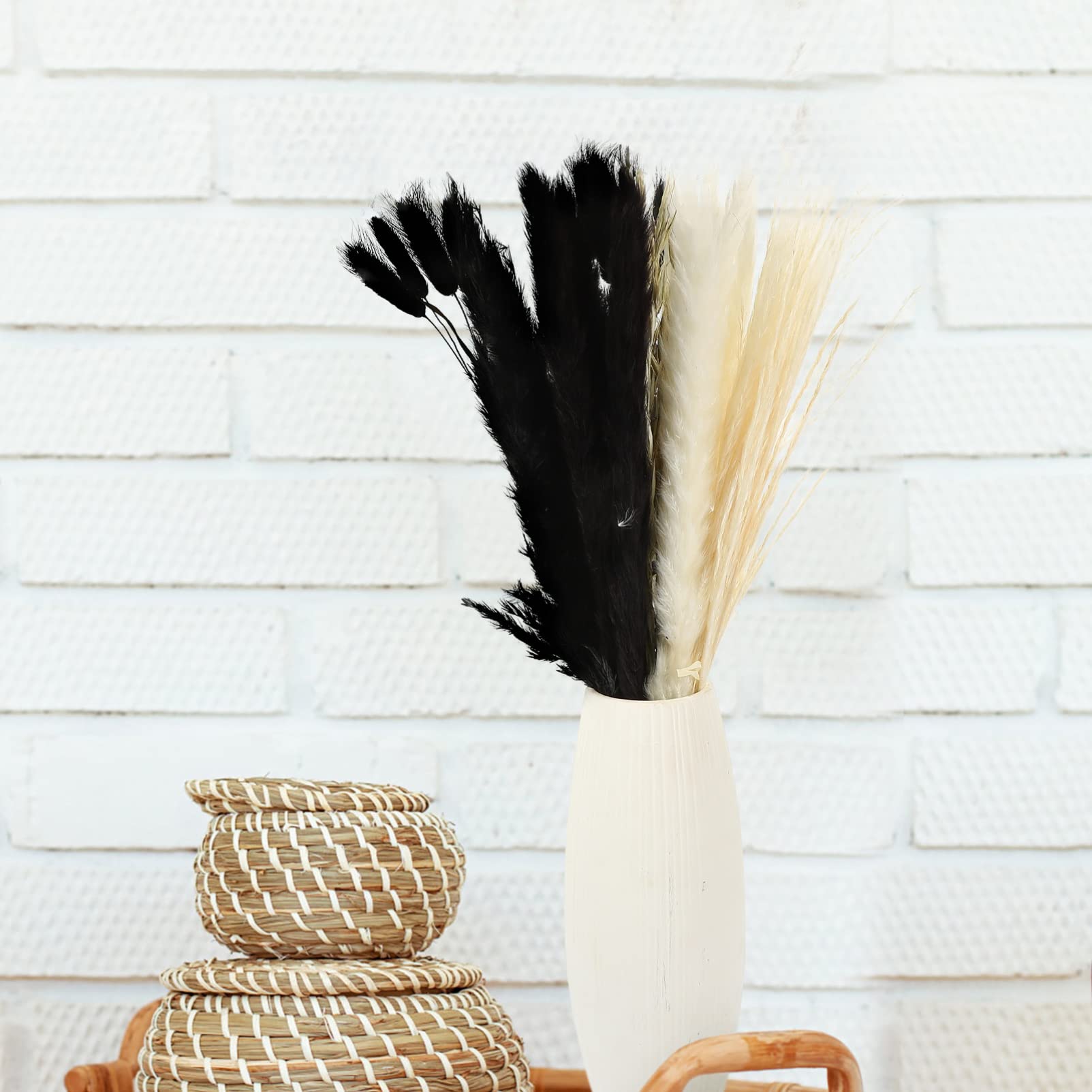 VORCOOL 1 Scatola Bundle Secche Naturali Bundle Soffici Pampas Cancene Secche Fiore di Fiori Decorativi Fiori di Riempitivo Floreale Rustico per Bouquet Bouquet a Boho