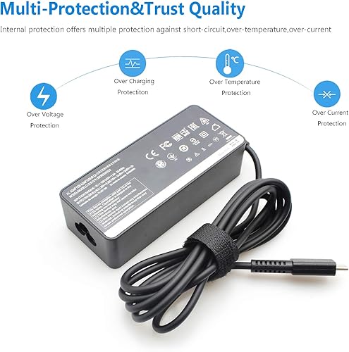 Miniatura 6 de Adaptador de CA USB C de 65 W para Thinkpad X1 Carbon (5ª 6ª 7ª 8ª generación), Thinkpad X1 Yoga (2ª 3ª 4ª generación), cable de fuente de