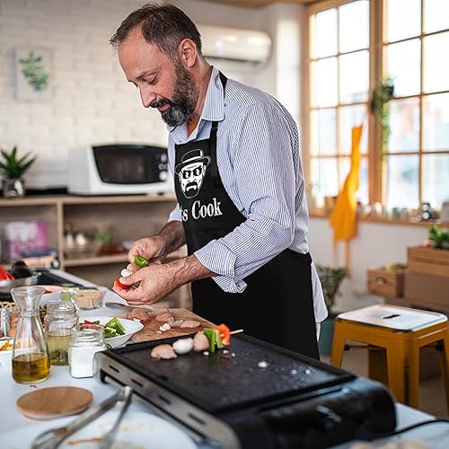 Miniatura 6 de JMYJTSHDP Delantales para hombres, delantal para hombre, delantal de cocina de chef, delantal divertido para hombres, dos bolsillos, delantales de