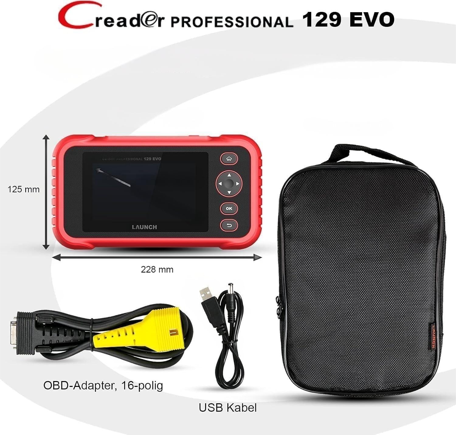 Launch CRP 129 EVO V3 OBD2 Diagnosis Coche Multimarca Profesional, Scanner Automotriz, 4 Sistemas Motor/ABS/SRS/Transmisión, 8 Funciones de Servicio Aceite/EPB/DPF/Batería, Actualizaciones Gratuitas | Datos en vivo, VIN automático, informes, protocolos CA