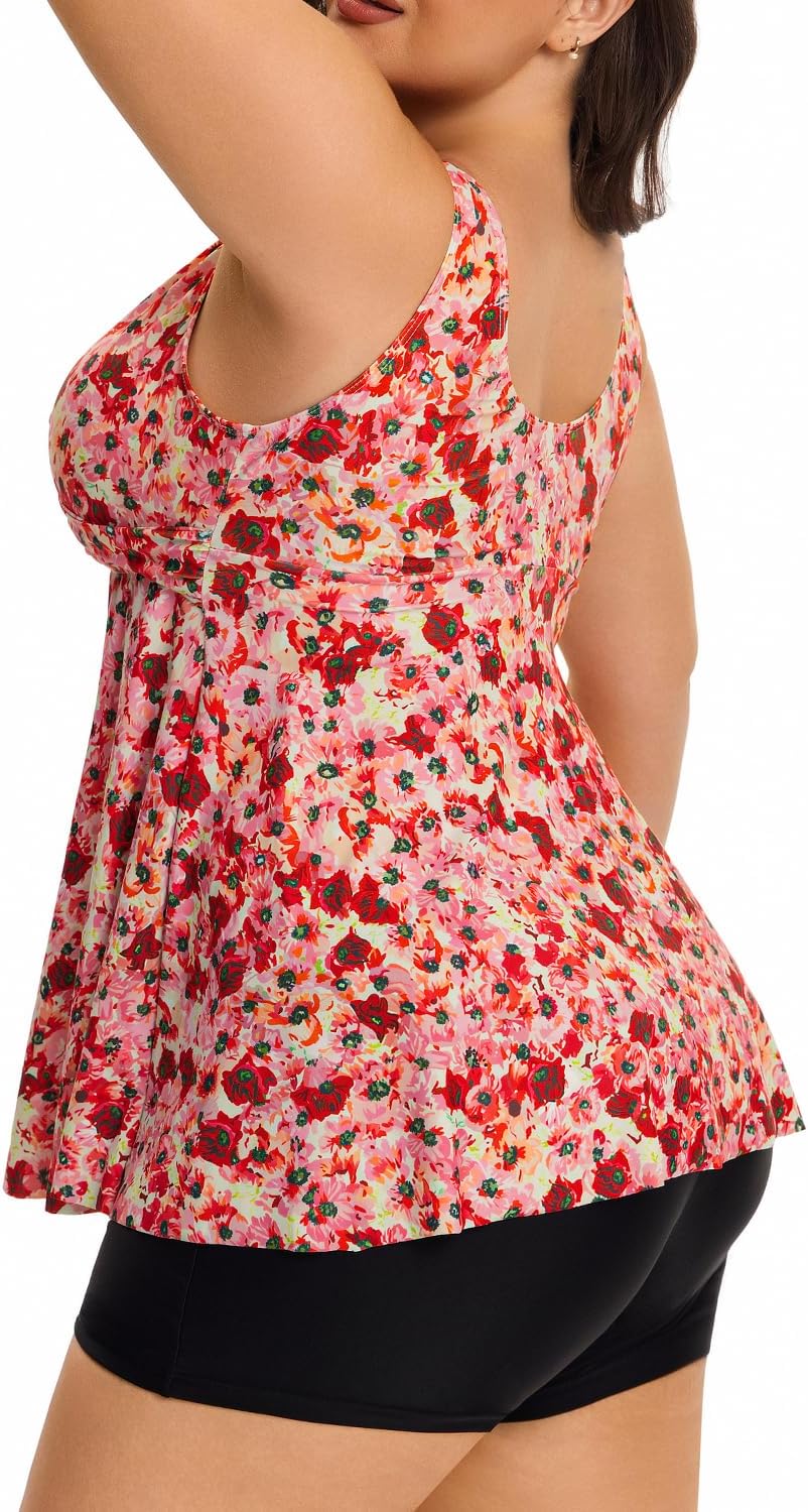 COCOPEAR Plus Size Swimsuit for Women Crossover Swim Dress 2 Piece Swimsuit for Women Tankini Bathing Suits