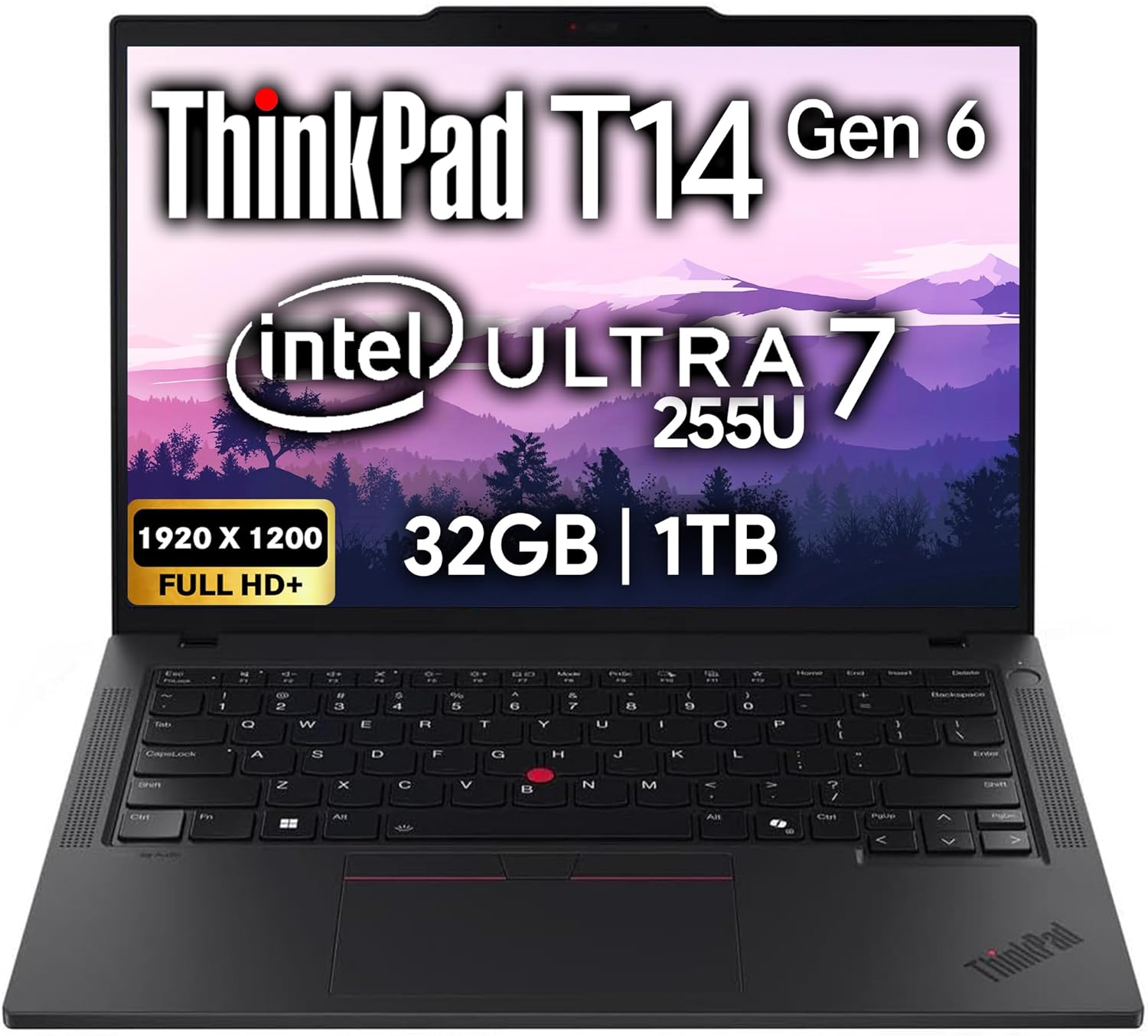 Lenovo ThinkPad T14 Gen 6 Business Laptop 14" FHD+ IPS, Intel Ultra 7 255U, 32GB DDR5 RAM, 1TB SSD, 5MP Webcam, Fingerprint, Backlit, Wi-Fi 6E, 2 Thunderbolt 4, AI PC, W11P
