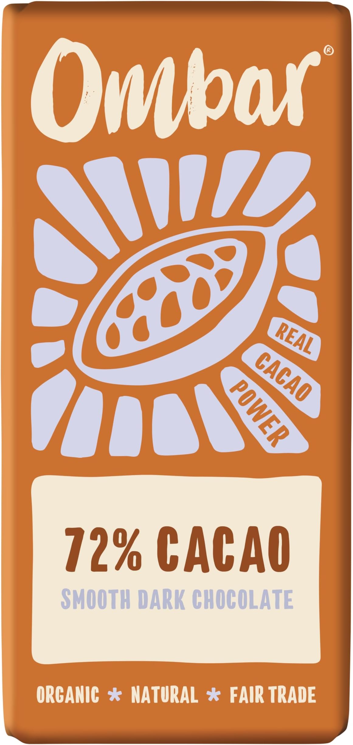 Vegan Chocolate, 72% Cacao Organic Dark Chocolate 70 g Fairtrade All Natural Ingredients