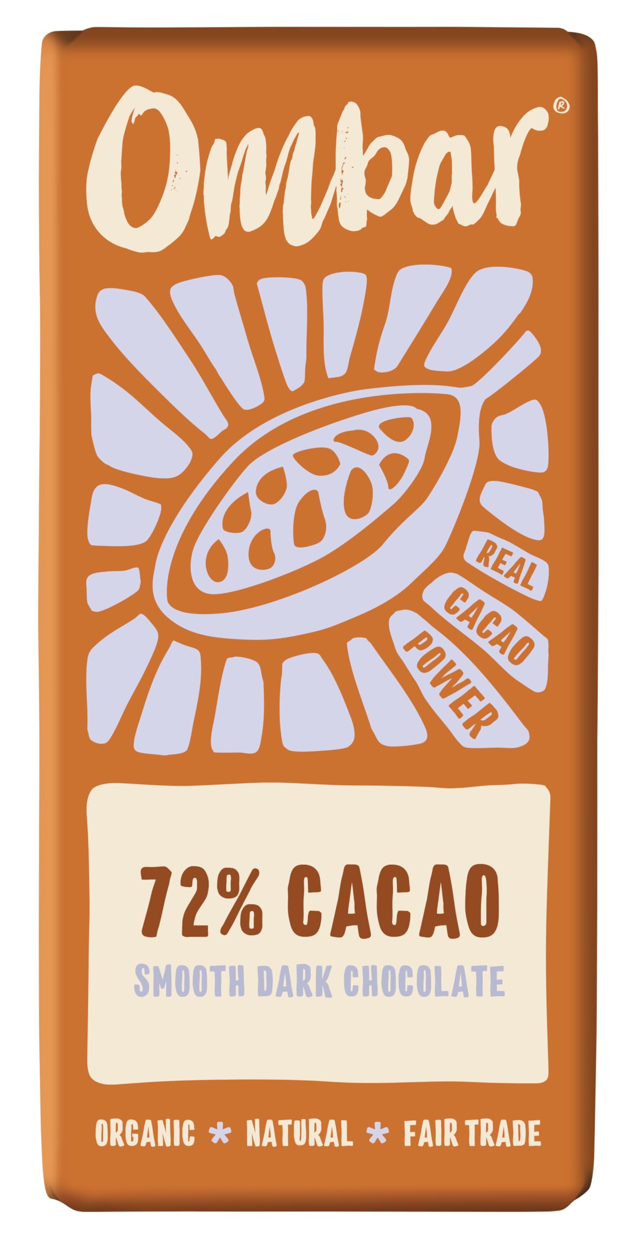 Ombar Vegan Chocolate, 72% Cacao Organic Dark Chocolate 70 g Fairtrade All Natural Ingredients