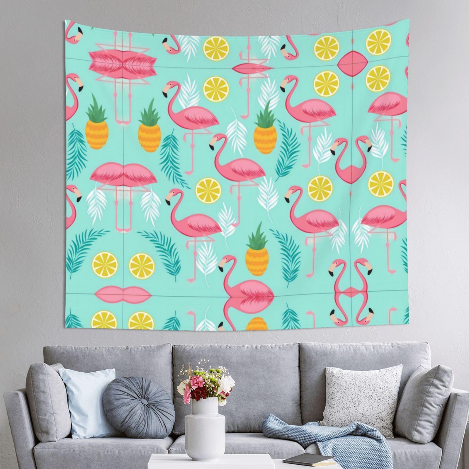 HLSBSSL 60x51in Flamingo (3) Printed Tapestry Tablecloth for Dormitory and Picnic Rooms - Multifunctional Fabric Hanging