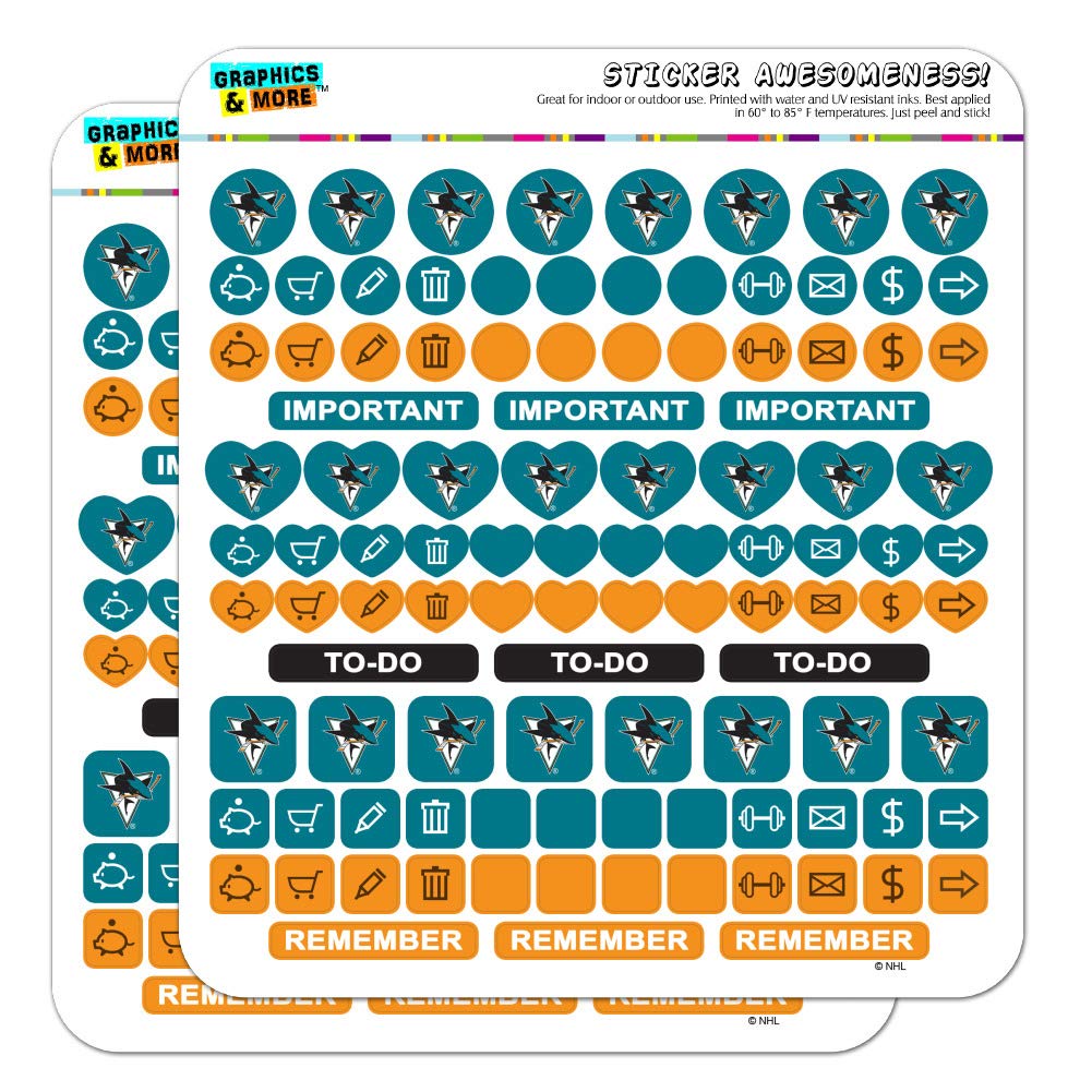 NHL San Jose Sharks Logo Planner Calendar Scrapbooking Crafting Sticker Set