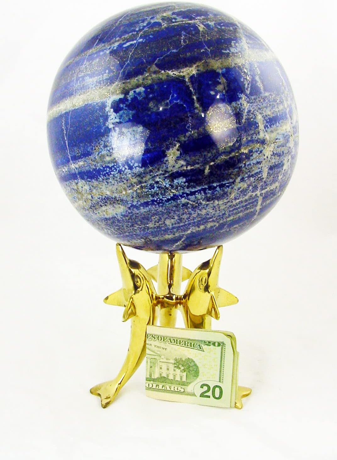 Stunning Afganistan Lapis Lazuli Lapidary 7.9 inch Sphere with Stand