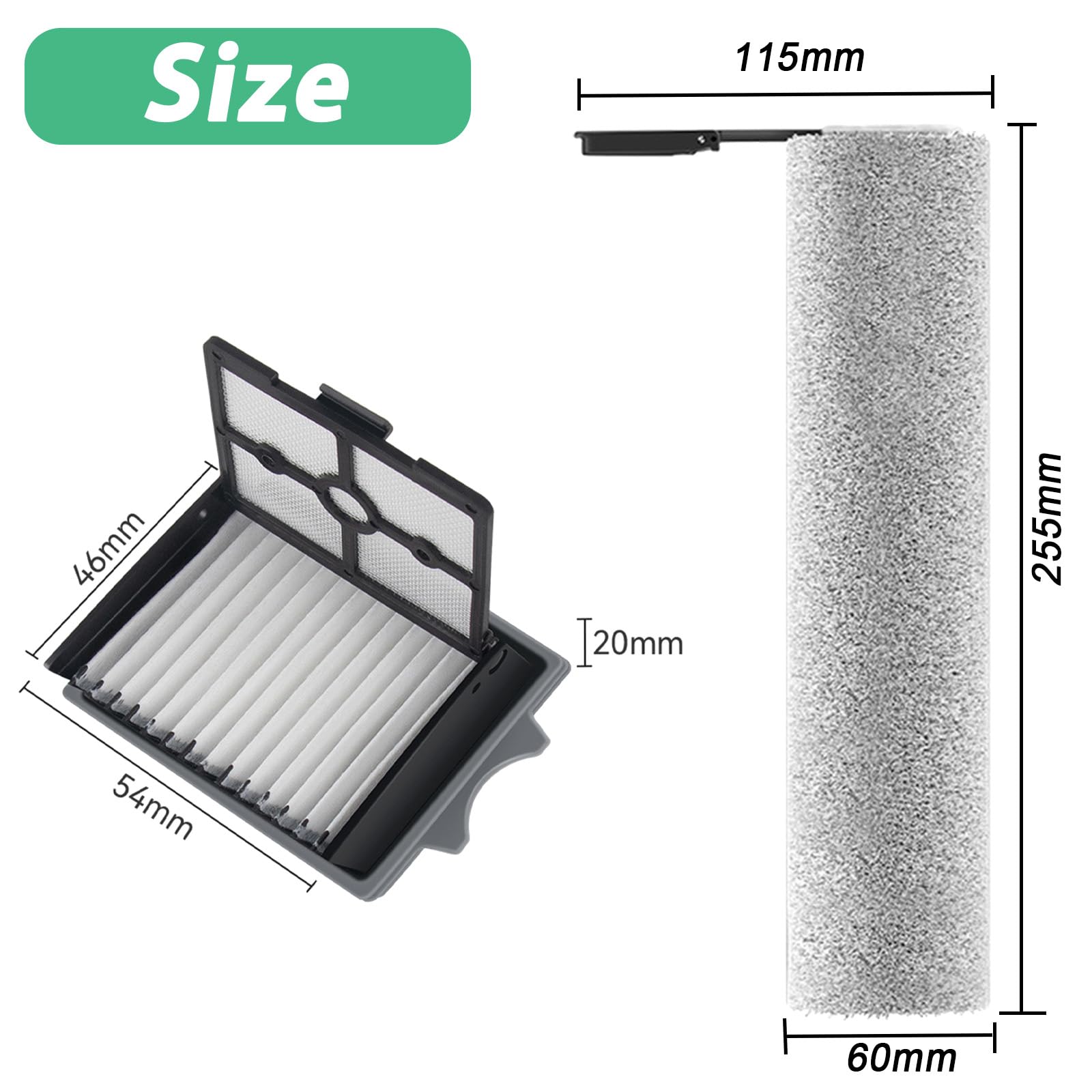 Parti di Ricambi per Tineco Floor One Stretch S6/ Switch S6/ S7 Stretch Ultra/ S6 stretch lite/ S9 Artist, Kit di 2 Spazzole a Rullo, 2 Filtro, 1 Spazzola di Pulizia
