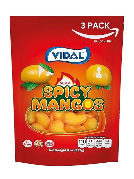 Vidal Gummi Spicy Mangos 8 Ounce (Pack of 3) Grocery