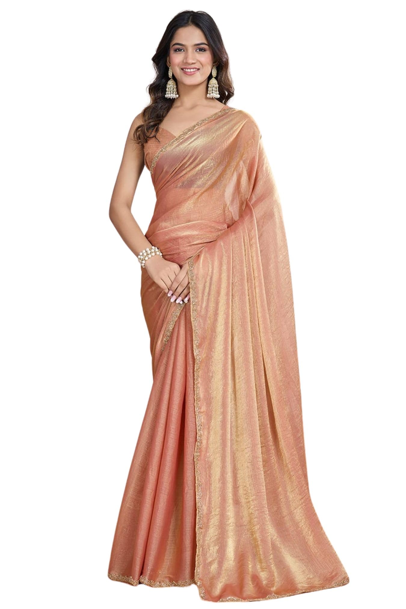 SGF11 Women's Tissue Pure Soft Silk Saree With Unstitched Blouse Piece