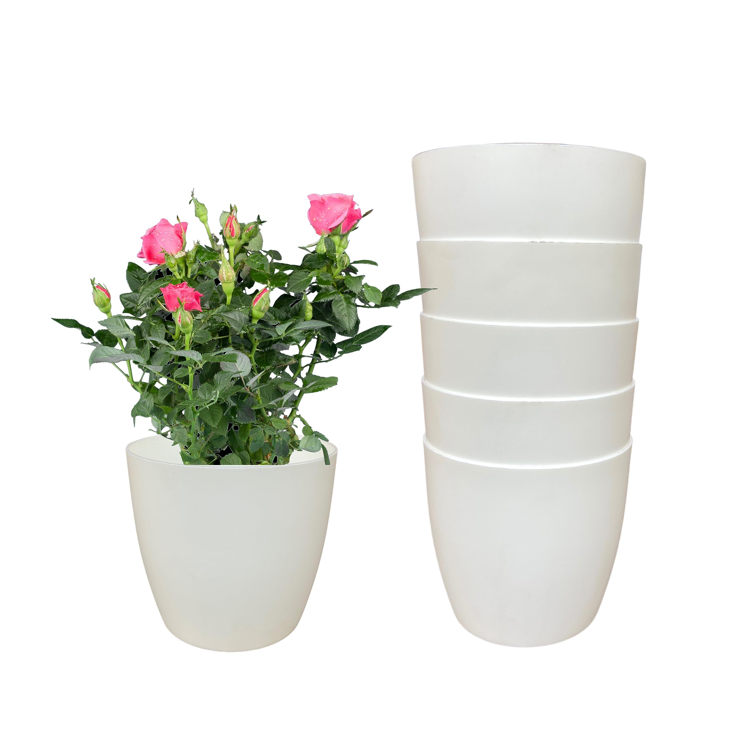 Indian Gardens - White Premium Pots | Indoor Pots | High Durable | Home & Office decore | Plastic Pot (Set of 6) (B0CD493C83) Amazon Price History, Amazon Price Tracker