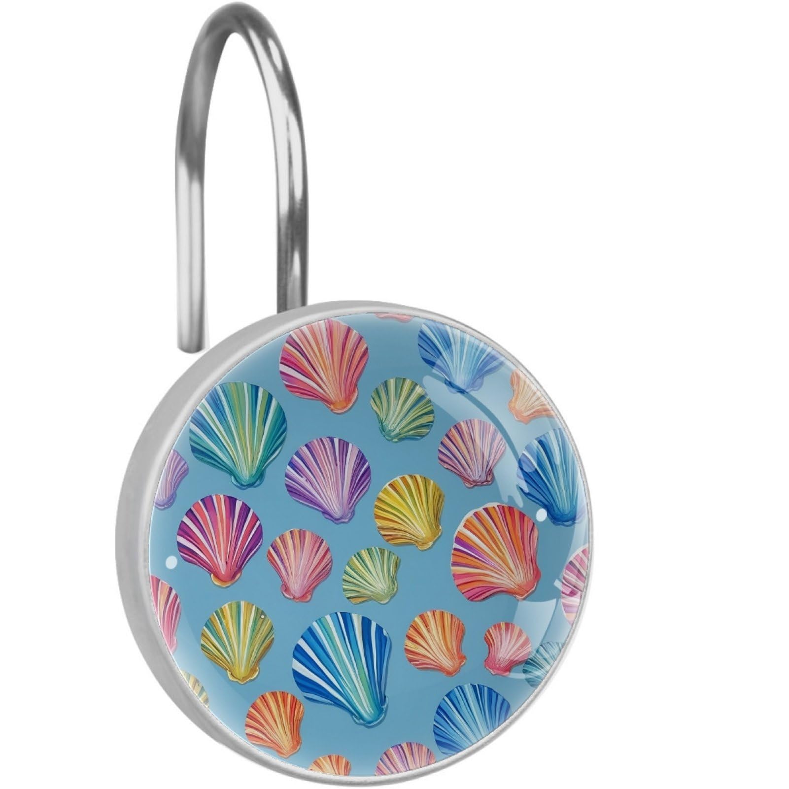 VAPOKF Shower Curtain Hooks, 12PCS Rainbow Seashell Shower Curtain Hook for Bathroom Decors Home Bedroom