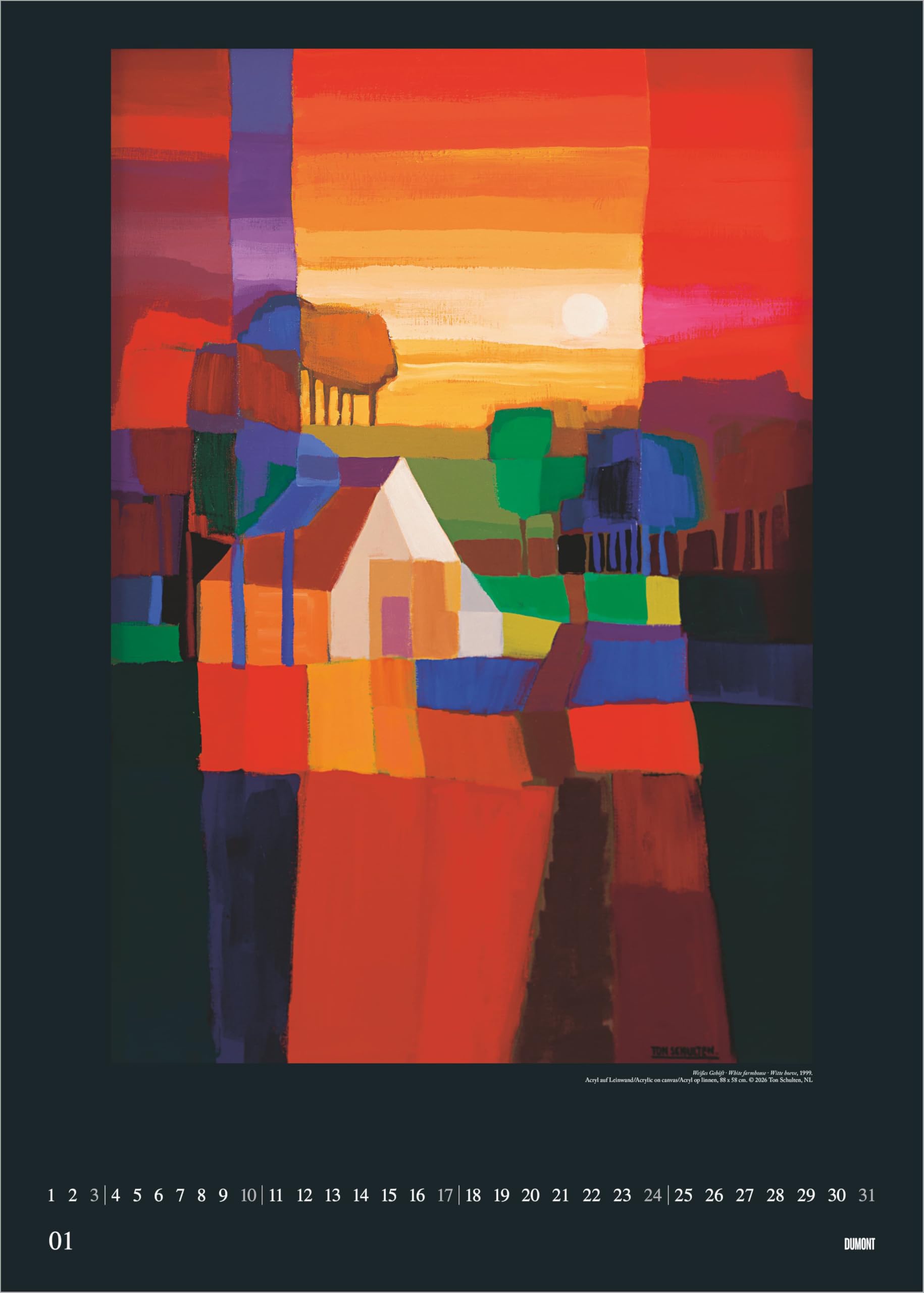 Ton Schulten 2027: Kunstkalender 50x70 cm mit farbenstarken Landschaftsmosaiken und sprachneutralem Kalendarium