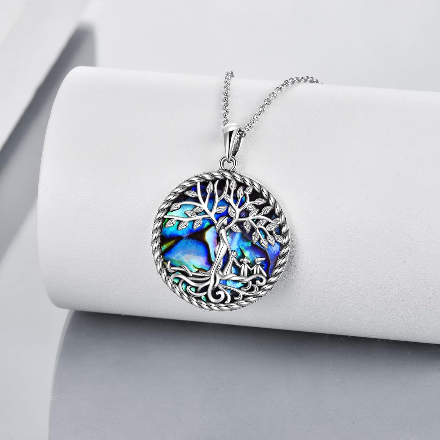 ONEFINITY Tree of Life Necklace for Women Sterling Silver Abalone Shell Crystal Tree of Life Pendant Necklace Family Tree Jewelry for Mom Daughter Sister Girls Christmas Gifts - Image 2
