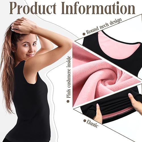 Miniatura 3 de Neer Ropa interior con forro polar para mujer, camiseta sin mangas cálida de algodón, ropa interior térmica para mujer, camisola sin mangas, capa