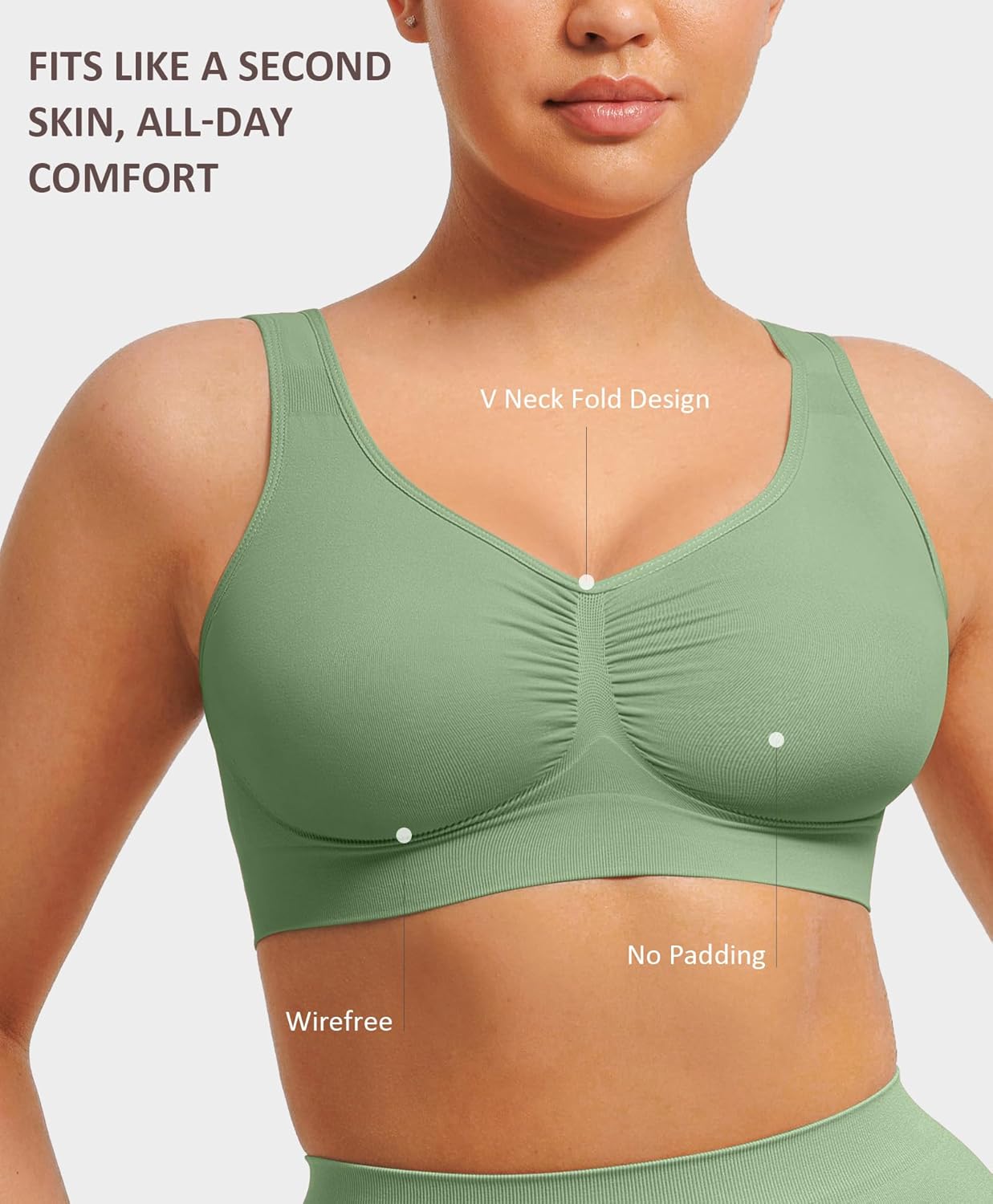 FeelinGirl Bras for Women No Underwire Seamless Smooth Bralette Full Coverage Comfy Everyday Bras with Wide Straps - Image 2