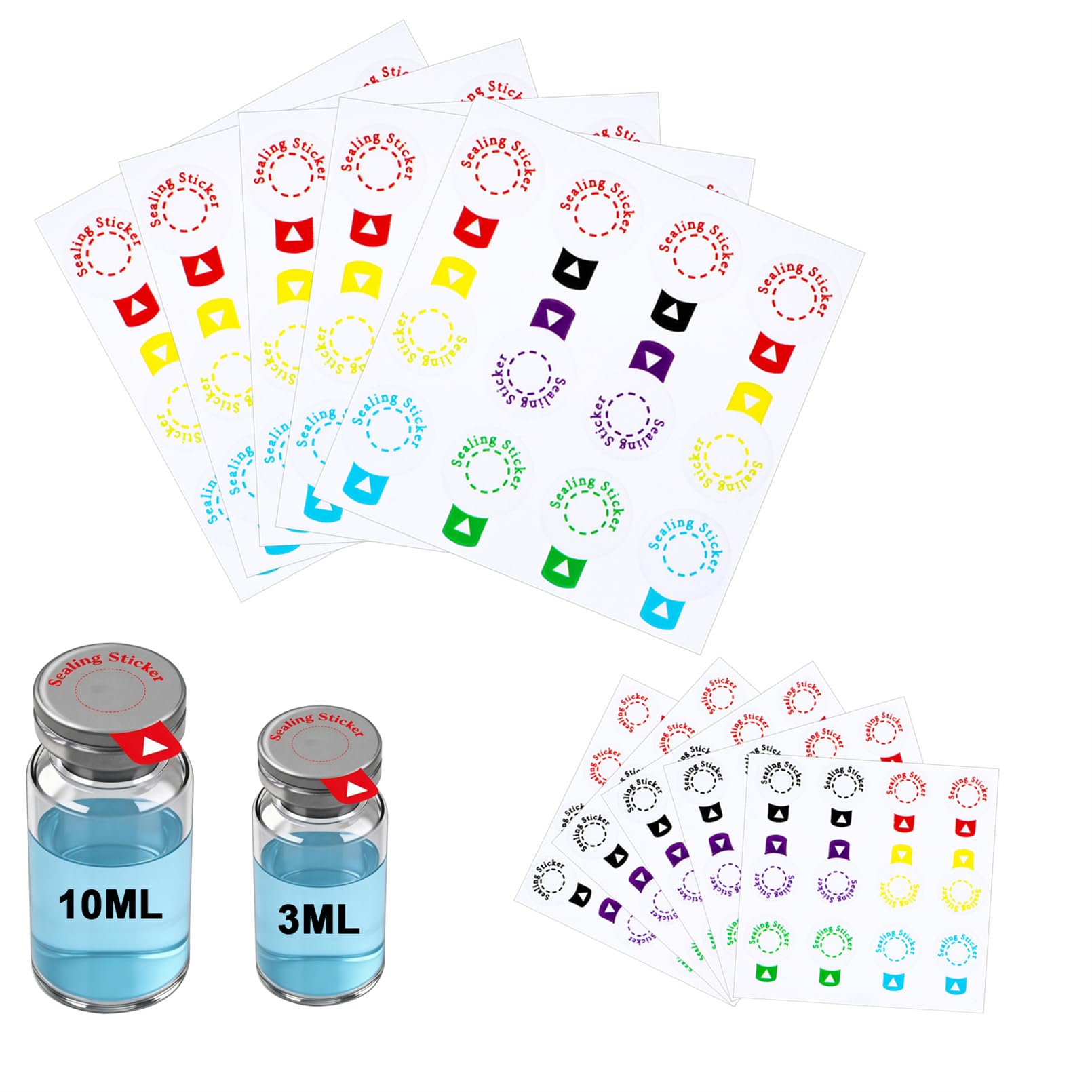 120Pcs Vials Sealing Stickers 13mm 20mm Transparent Circle Sticker Waterproof Seal Sticky Labels for Aluminum Plastic Caps