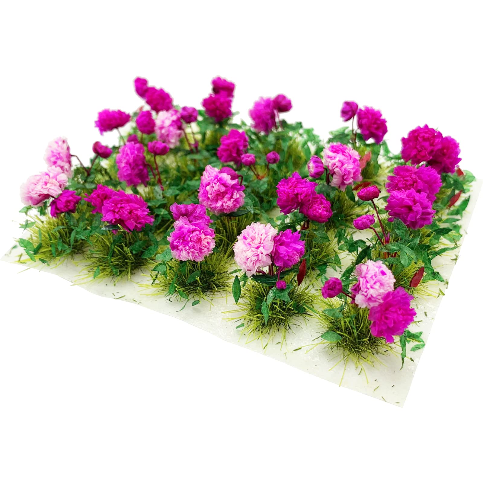 20 mechones de flores en miniatura para mini casa de muñecas, jardín de hadas, ferrocarril, escenario estático simulado, modelo de micro paisaje (rosa) 2