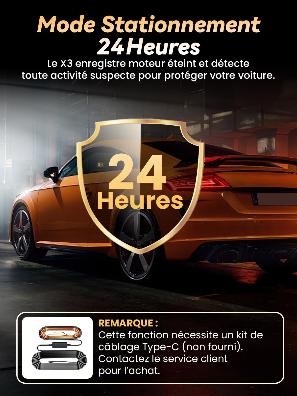 Dashcam Voiture Avant Arriere 4K +1080P, Contrôle APP avec Wi-FI 5G, Carte 64 Go, Moniteur de Stationnement 24H, WDR, Vision Nocturne, G-Sensor, Grand Angle de 170° (X3)