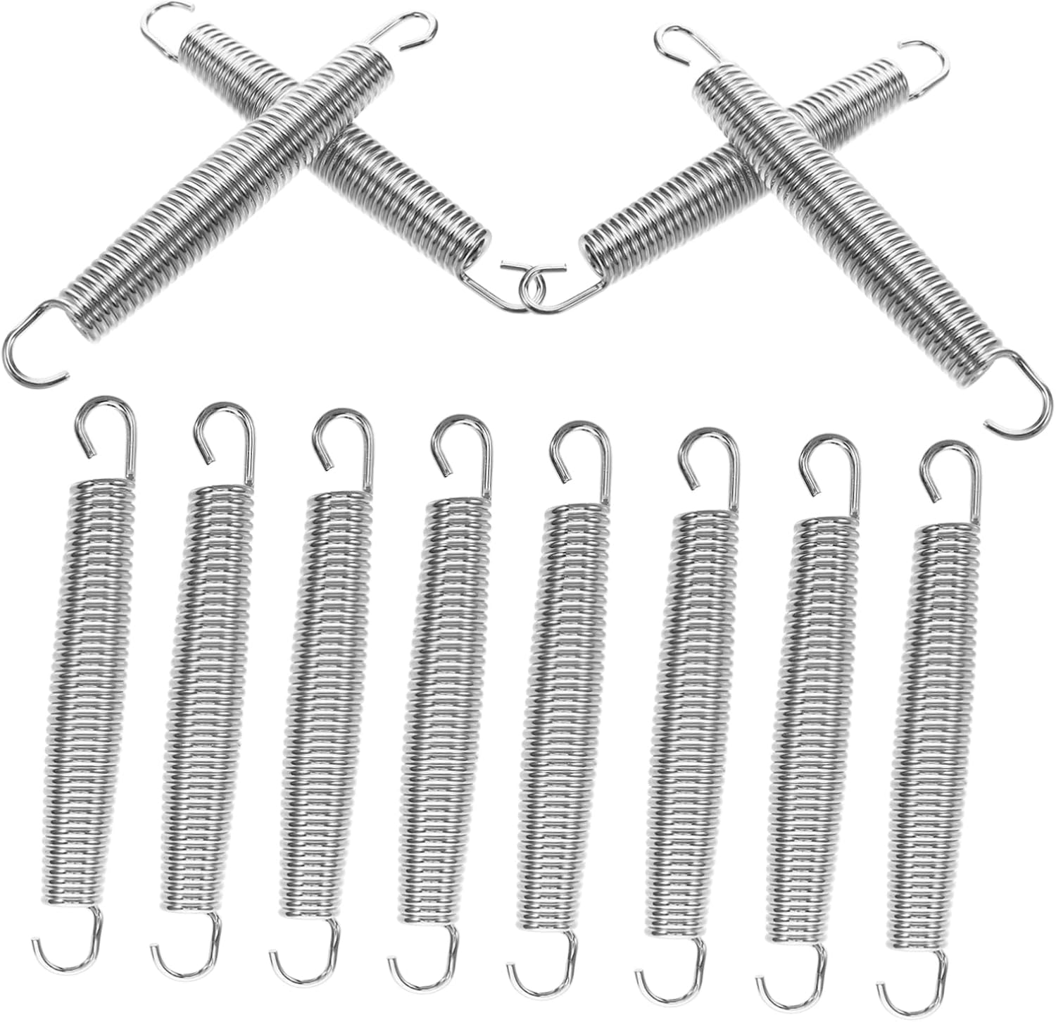 VANZACK 12pcs Stainless Steel Trampoline Springs Small Compression for Fitness Equipment Dual Hook Extended Spring Elasticity Versatile