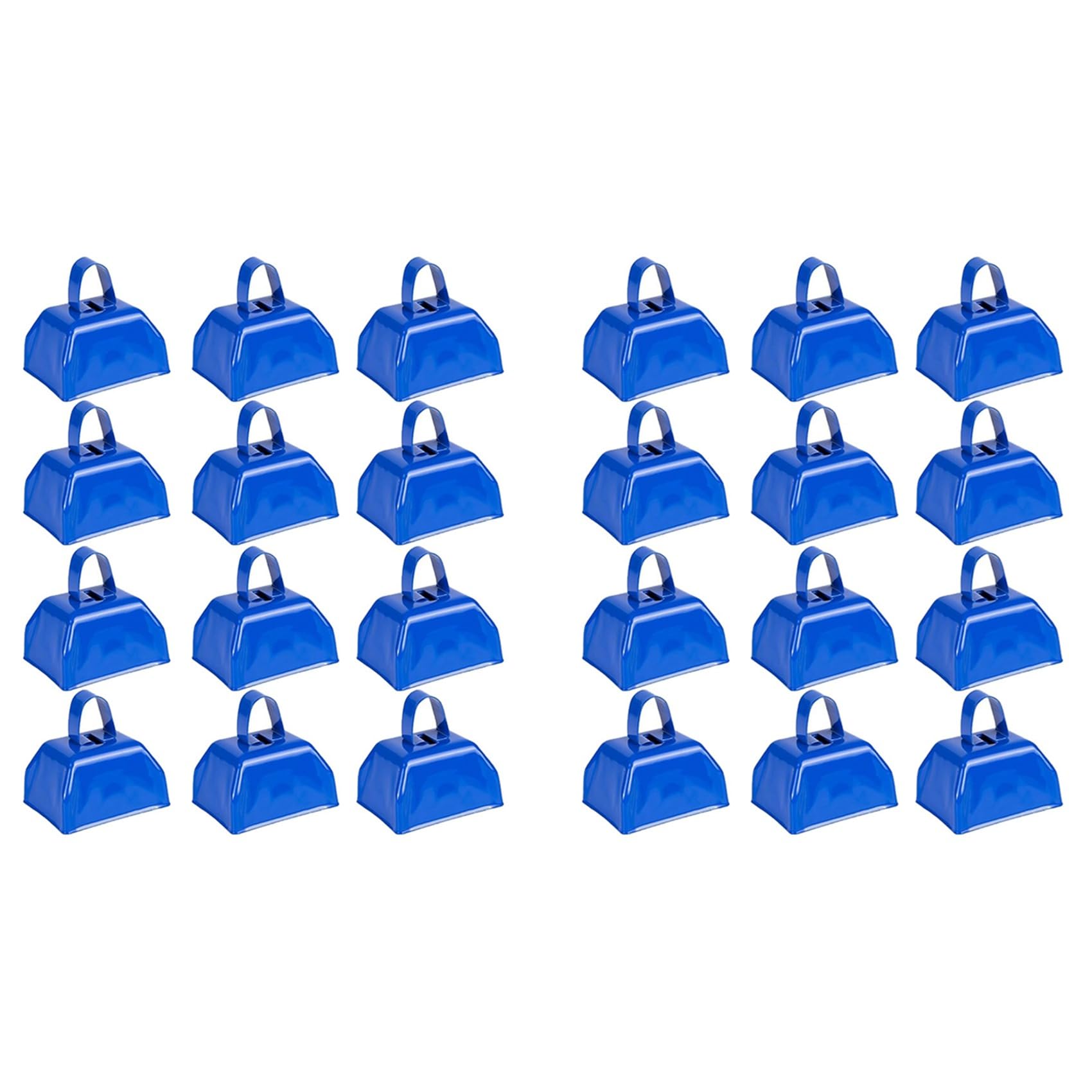Vjsujehgy Cow Bells Noise Makers Cheering Bell: 24 Pcs Metal Cowbells with Handle for Sporting Events - Small Loud Bell Blue