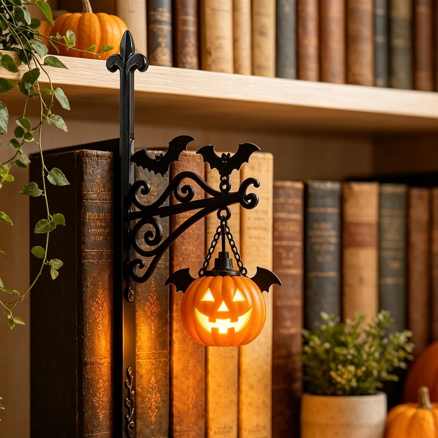 EHOTER Bookshelf Lantern Library Lantern Decorative Bookshelf Lighting Library Lanterns Book Shelf Light Mini Lanterns Halloween Design (E)