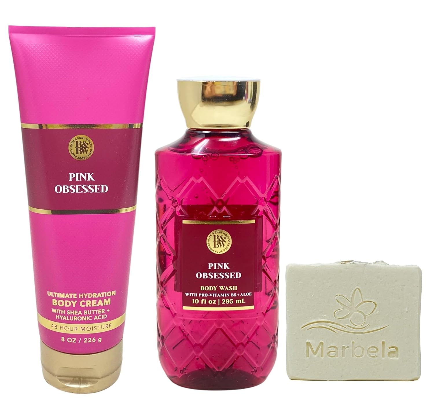 Bath & Body Works Pink Obsessed Ultimate Hydration Body Cream and Body Wash with a Natural Oats Soap