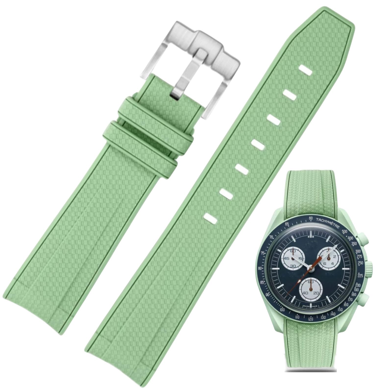 Correa de reloj para reloj Moonswatch, 20 mm, extremo curvado, estilo de tejido, caucho de silicona premium, correa de repuesto de goma de silicona, compatible con Omega XSwatch Moonswatch — view 20