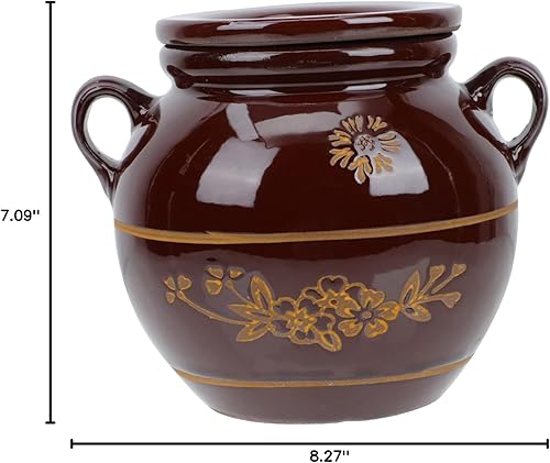 Miniatura 10 de Yardwe Tarro de encurtido de cerámica con capacidad de 4 libras, contenedor de aceite de manteca de cerdo de porcelana china, tarro de