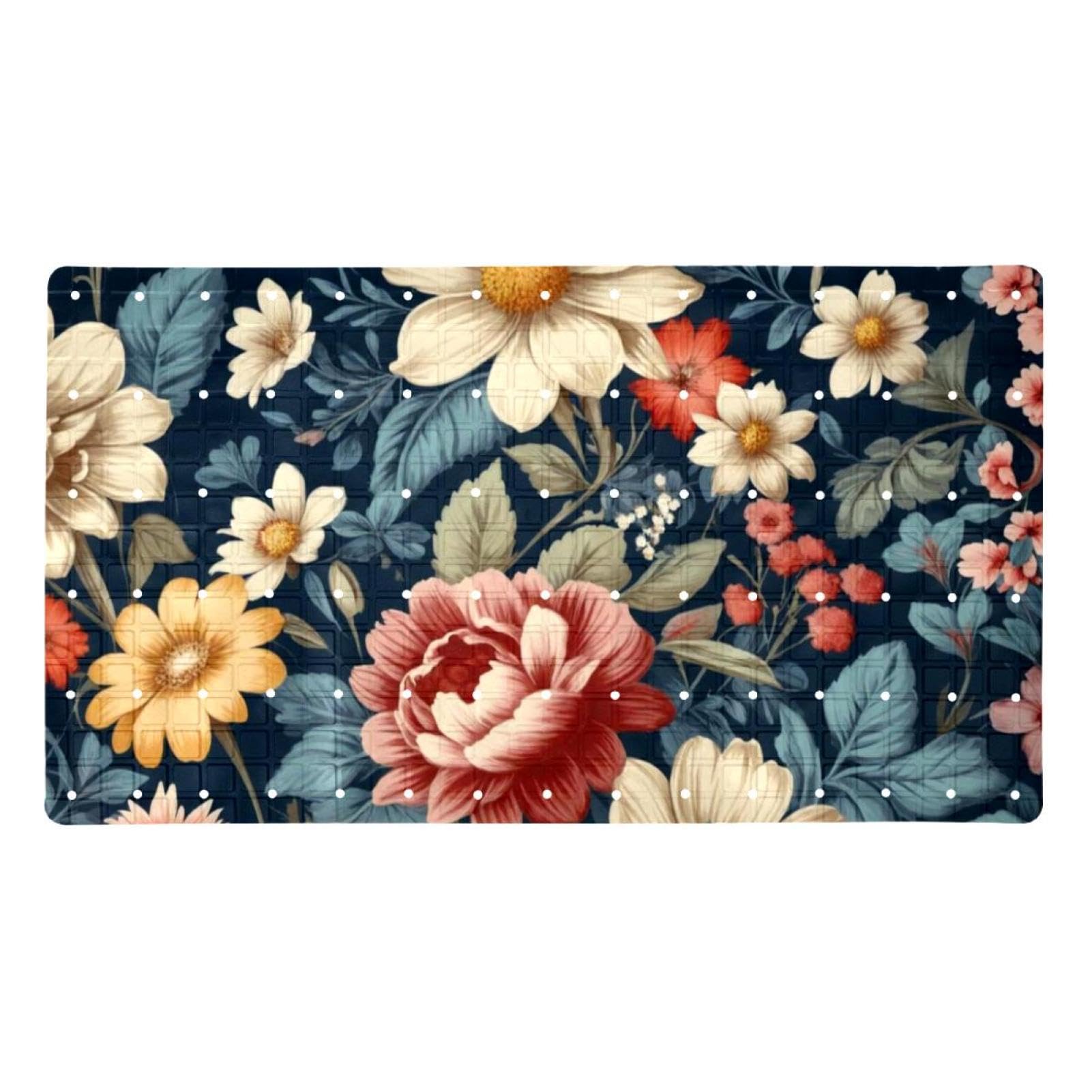 Alfombrilla de baño de flores alfombra de PVC antideslizante extra larga para ducha