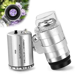 Juwelier Lupe 60X mit Licht Mini Mikroskop,Taschenmikroskop Edelsteinelupe mit LED/UV Licht Trichome Lupe Handy Mikroskop Vergrößerungsglas für Enge Arbeit, Schmuck,Münzen,Briefmarken