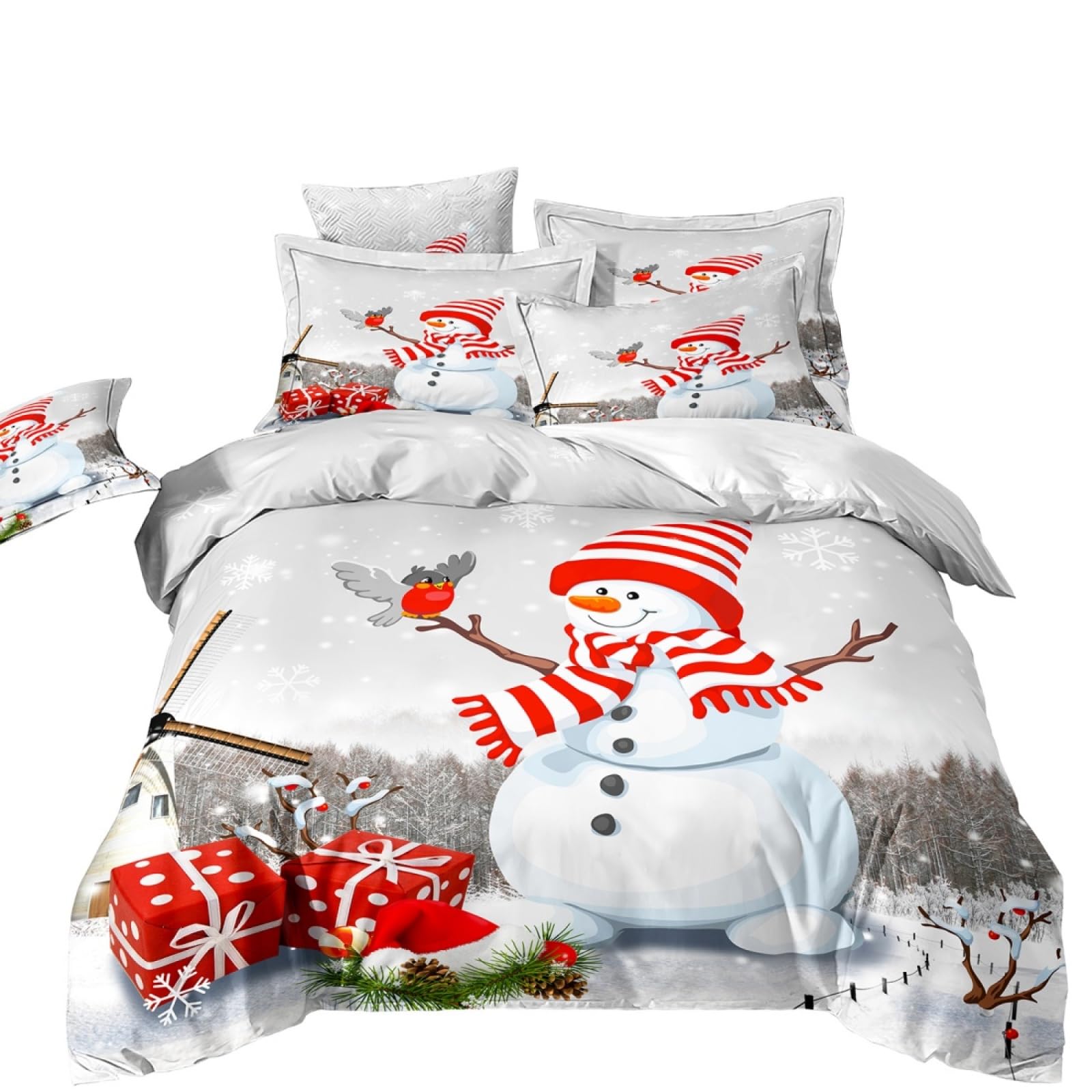 Double Duvet Set Grey Snowman Bedding Double Bed Set