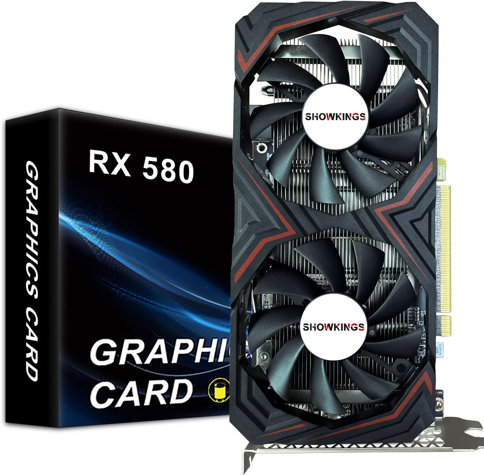 Radeon RX 580 Graphic Cards, 8GB 256Bit 2048SP GDDR5 AMD Video Card for Pc Gaming, DP HDMI-Output, PCI Express 3.0 with Dual Fan for Office and Gaming