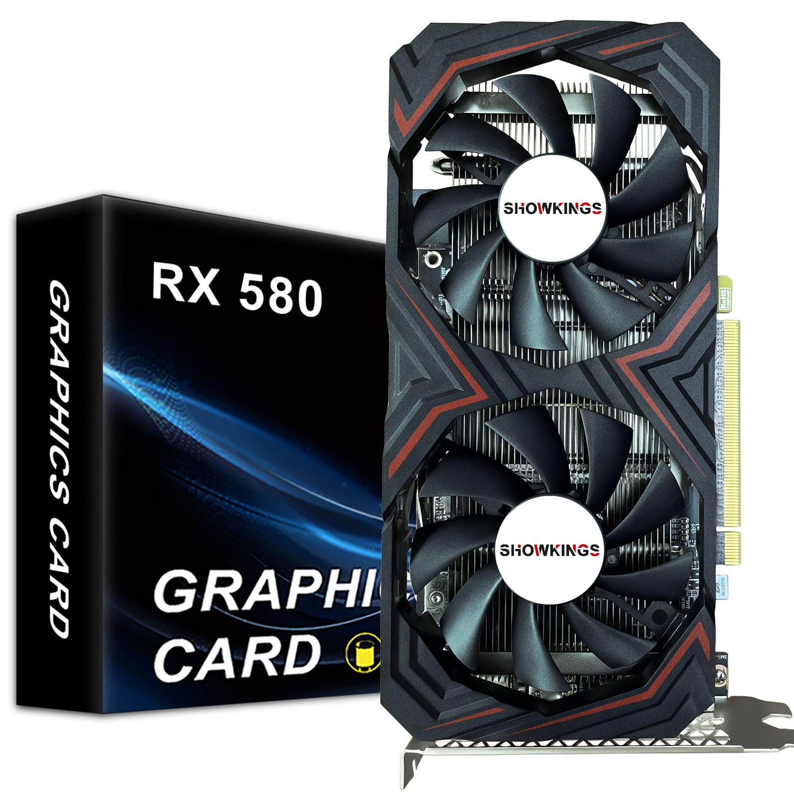 Radeon RX 580 Graphic Cards, 8GB 256Bit 2048SP GDDR5 AMD Video Card for Pc Gaming, DP HDMI-Output, PCI Express 3.0 with Dual Fan for Office and Gaming