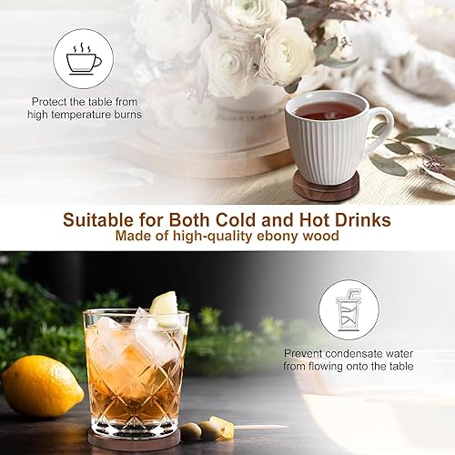 Miniatura 4 de Posavasos de madera para bebidas, divertidos posavasos de 5 piezas, lindo juego de posavasos de madera natural de caracol con soporte, posavasos