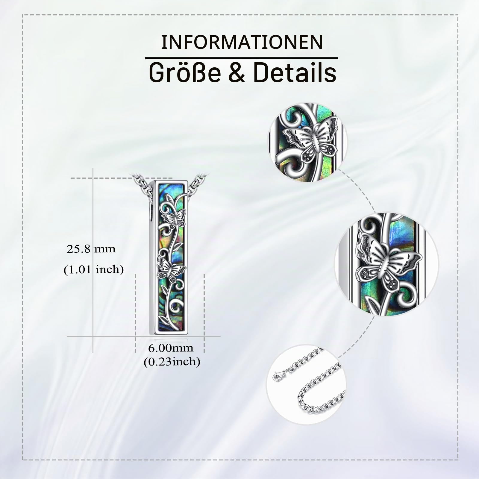 Urne Halsketten für Asche Sterling Silber 3D Bar Kremation Schmuck für Asche Erinnerung Schmuck für Damen Herren