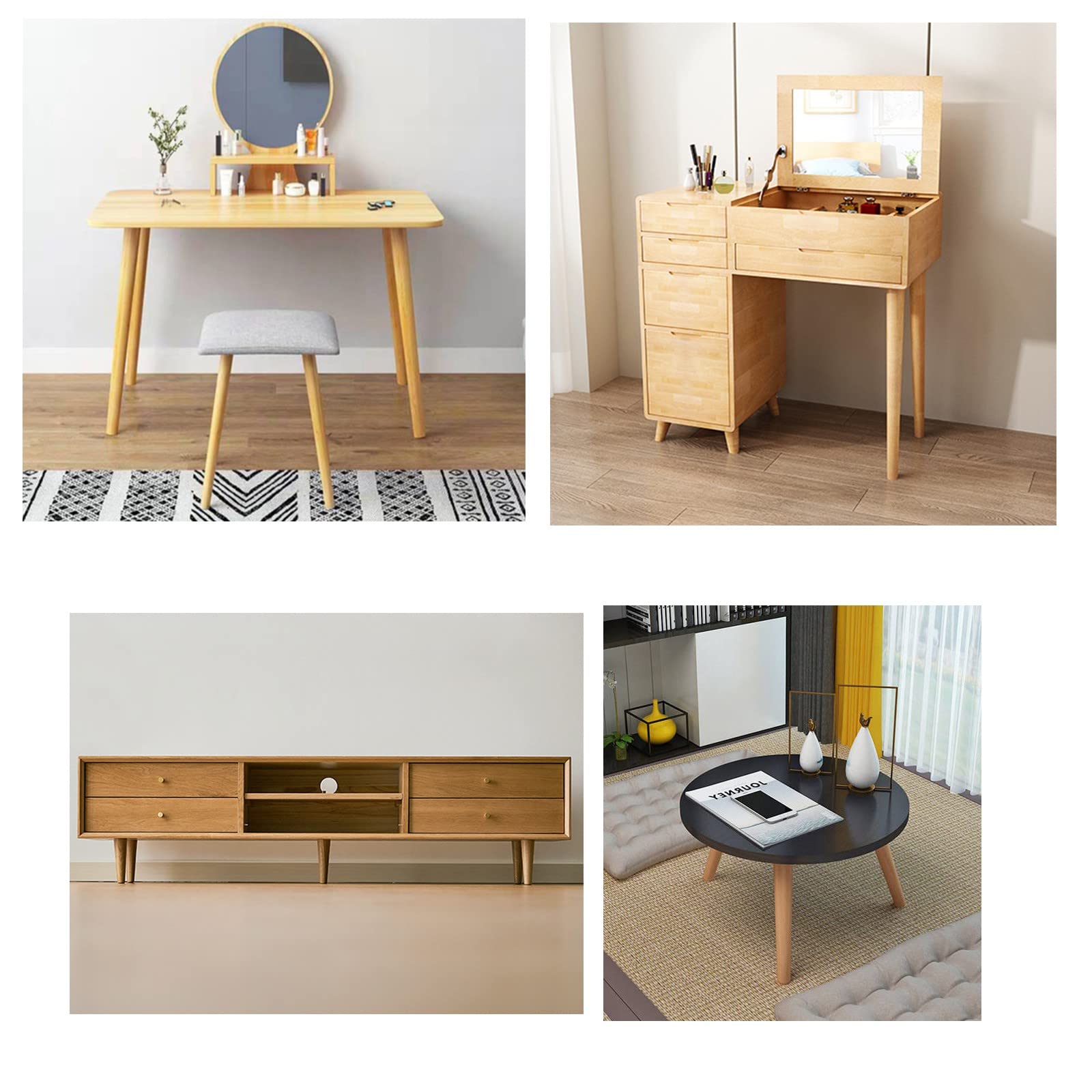 MidCentury Moderne konische Ersatzbeine aus Holz, 40 cm, mit M8-Schraube für Tische, Sofas, Stühle und Design, 4 Stück