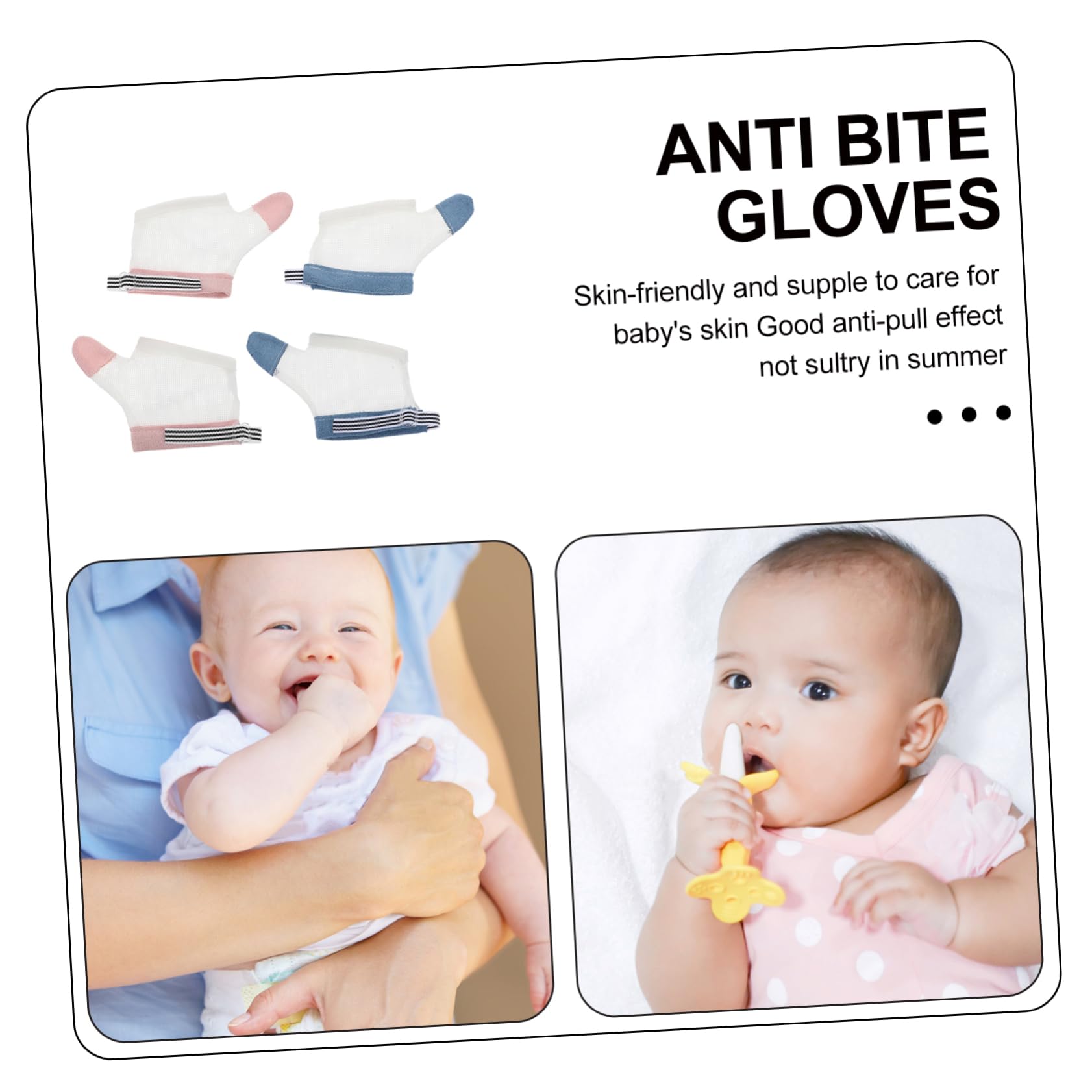 Yardwe Guantes Protectores para Bebés Antiarañazos de Nylon Transpirable, 2 Pares, Diseño Resistente para Recién Nacidos y Niños Pequeños, Impide que Chupen el Dedo