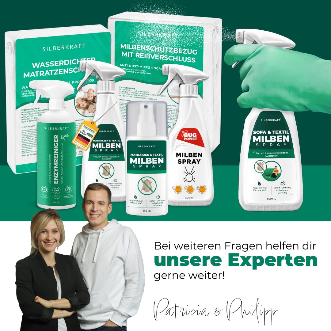 Silberkraft Milbenspray Sofa Textil 2L Kanister - Anti Milben Spray für Polstermöbel Couch Kissen - Hausstaubmilben vertreiben auf Textilien