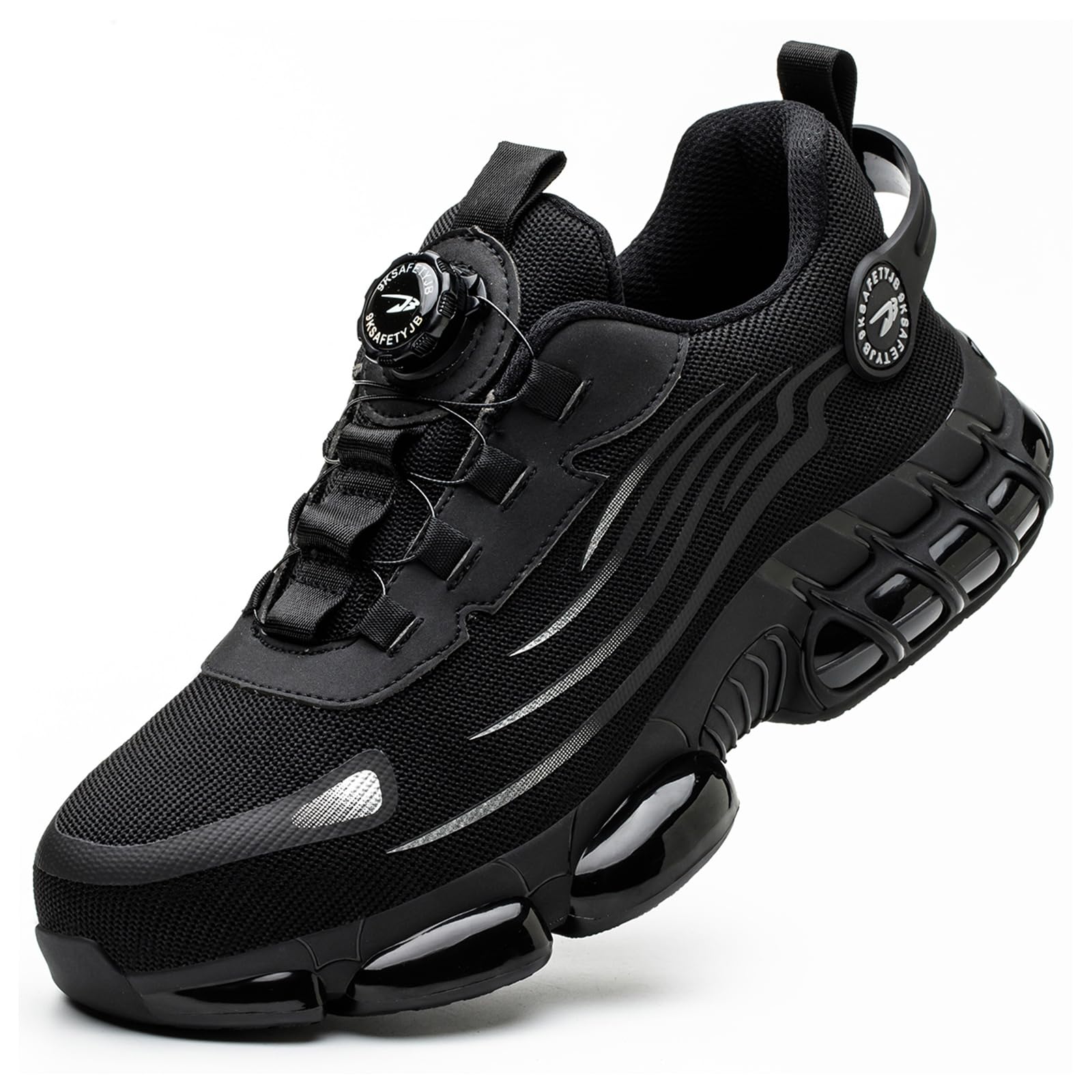 SDEQA Safety Shoes Mens Steel Toe Cap Trainers Womens Lightweight  Breathable Shock-Absorbing with Rotary Button Safety Sneakers for Work  Construction