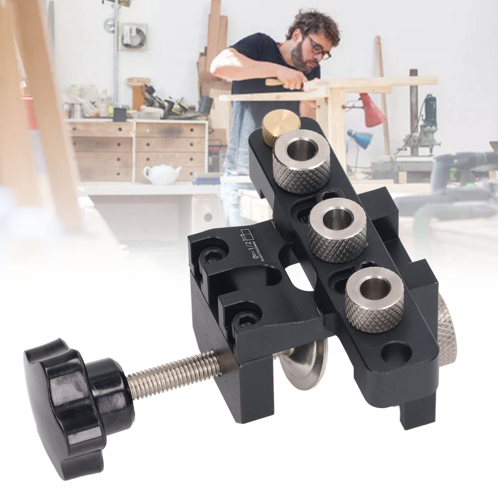 Kit Mascherina Foratura Legno 3 in 1 Lega Alluminio Guida Trapano Tasselli