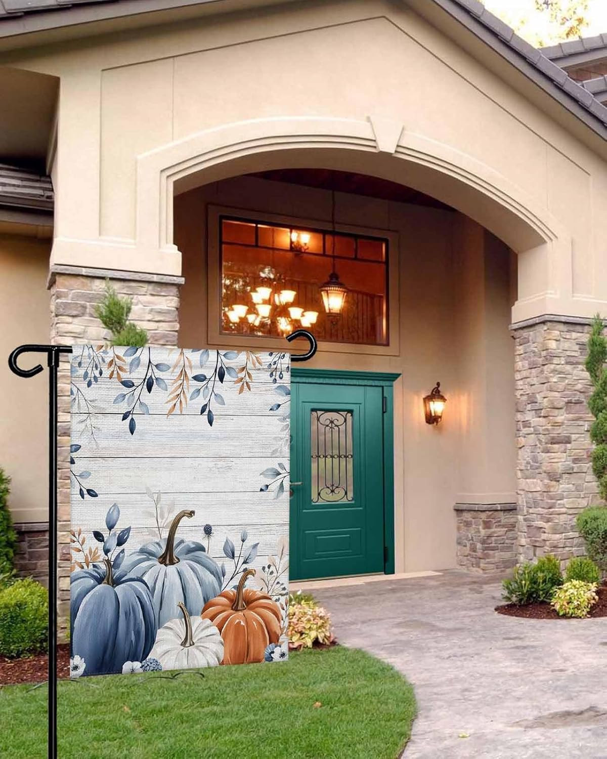 Garden Flag, Double Sided Outdoor Flags 12x18 inch, Durability Flags for Yard and Garden - Watercolor (Blue and White) Pumpkin Leaves Thanksgiving Fall Harvest Seasonal Outside House Decoration - Image 5
